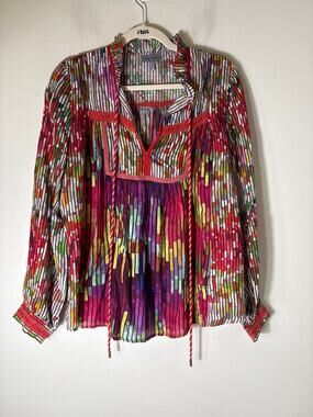 Conditions Apply Multicolor Long Sleeve Boho Tunic Sz S